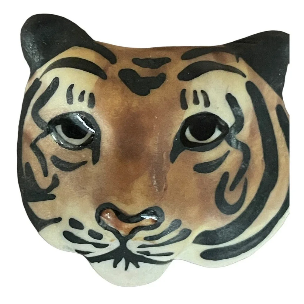 Carol Halmy Porcelain Tiger Brooch/Pin